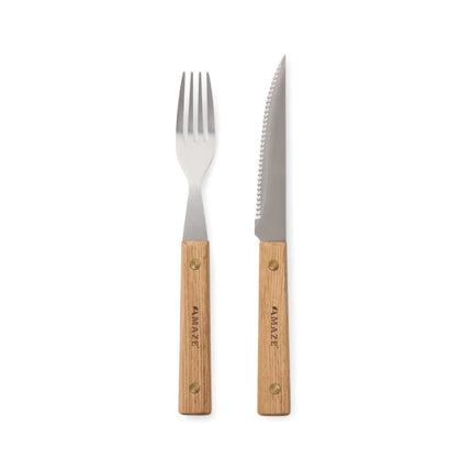 Paso 8 Piece Barbecue Cutlery Set In FSC Ash Wood And Stainless Steel Part Of The Paso Collection - hospitality