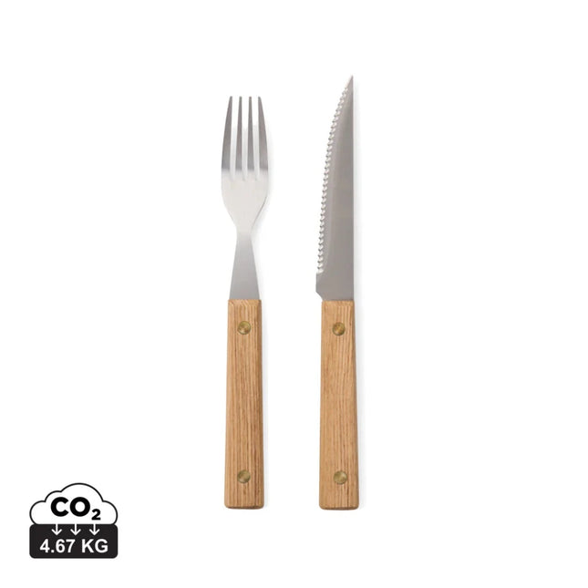 Paso 8 Piece Barbecue Cutlery Set In FSC Ash Wood And Stainless Steel Part Of The Paso Collection - hospitality