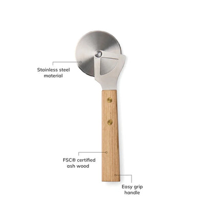 Paso Collection Pizza Slicer With FSC Ash Wood And Stainless Steel By Nordic Craft - hospitality