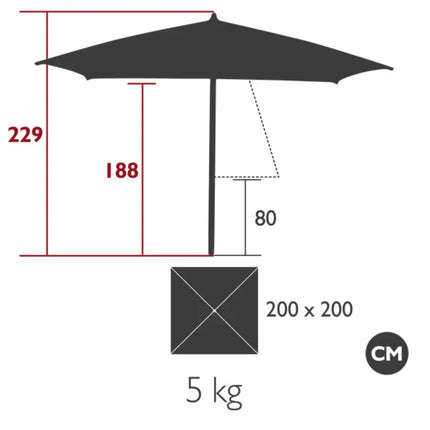 PAXI Parasol 200 x 200cm with Base SET - hospitality