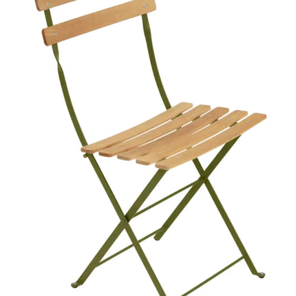 Fermob Bistro Natural folding chair with black metal frame and wooden seat