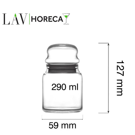 Phuket Glass Jar With Lid 290ml - Airtight Lid For Condiments And Spices In Hotels And Buffets - hospitality