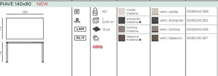 Piave 140x80 Contract Table - hospitality