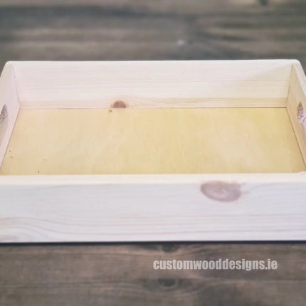 Pin brand KnobiOne pine wood tray with handle