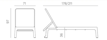 Plano Outdoor Sun Lounger by Nardi – Reclining Poolside Furniture - hospitality