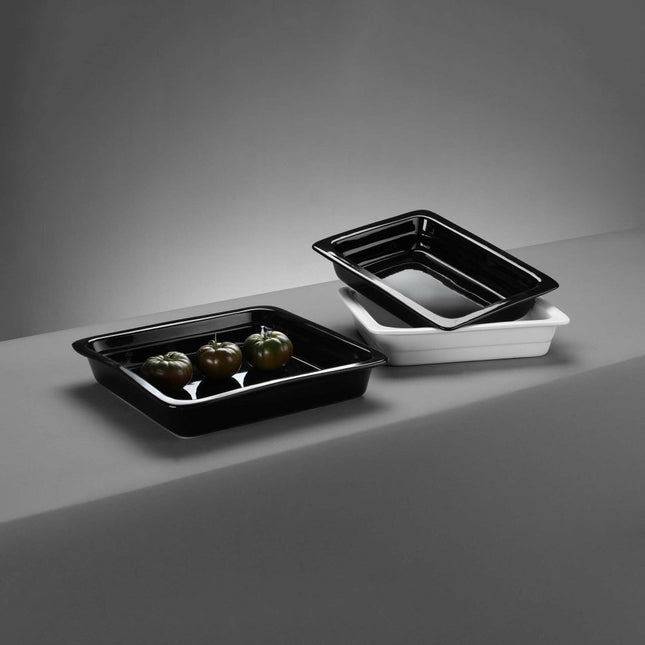Porcelain GN 1/1 container, black, 525x320x(h)68mm - hospitality