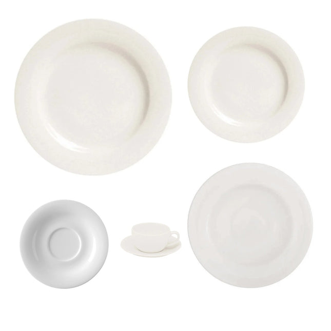 Porland Dove Ten-Table Tabletop Set – 5-Piece Cover for 20 or 40 Covers – set contents