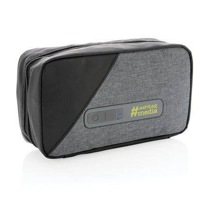 Portable UV-C steriliser pouch with integrated battery - hospitality