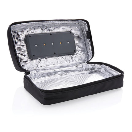 Portable UV-C steriliser pouch with integrated battery - hospitality