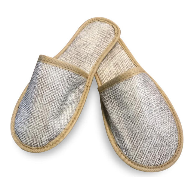 Printed Pattern Non-Woven Hotel Slippers – Beige linen