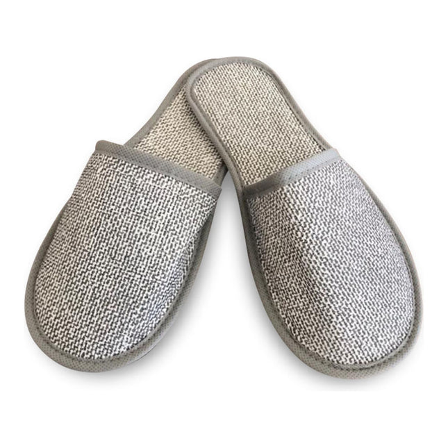 Printed Pattern Non-Woven Hotel Slippers – Grey linen
