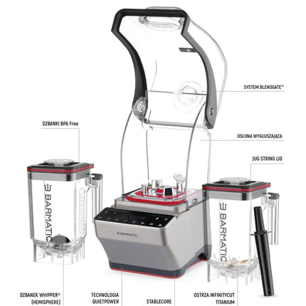PRO set - Storm bar blender with tamper and additional milk frothing jug (BPA free), 1.8L - hospitality