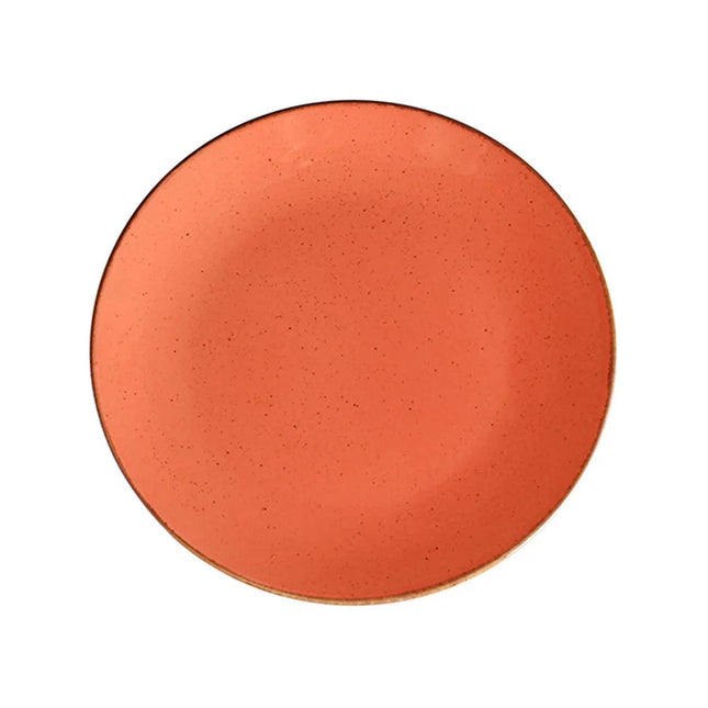 Porland amber shallow flat plate, 200mm diameter, ceramic dinnerware with a smooth, glossy finish.