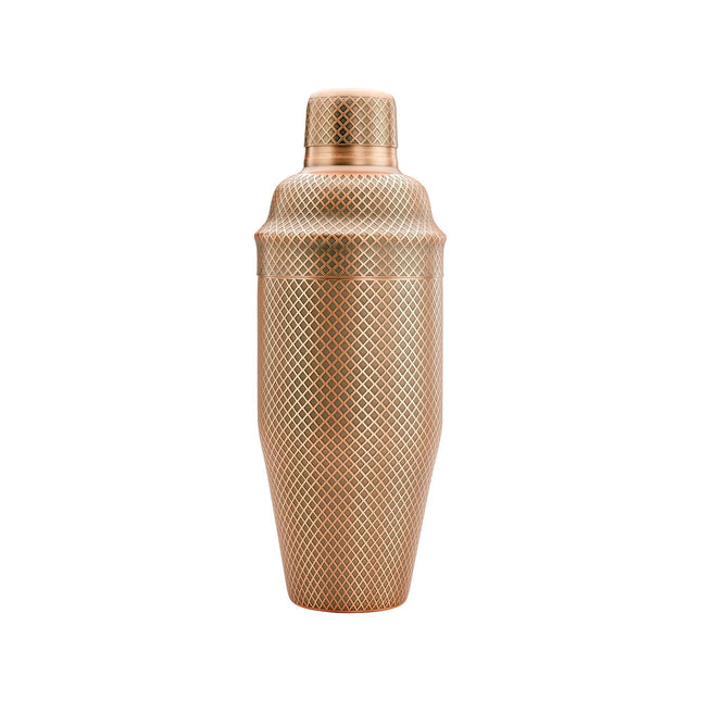 Diamond Lettice Japanese style 3-piece cocktail shaker, antique copper, 700ml
