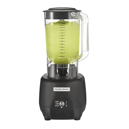 Hamilton Beach Commercial 908R bar blender with stainless steel jar and control dial for professional bartender blending.