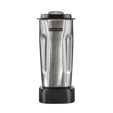 Hamilton Beach Commercial 0.95L stainless steel blender jug, durable container with handle for mixing and blending tasks.