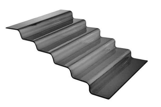 Black glass buffet stairs by Fine Dine with six steps
