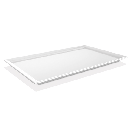 White 1/1 GN melamine tray by Fine Dine, durable and lightweight for food service presentation.