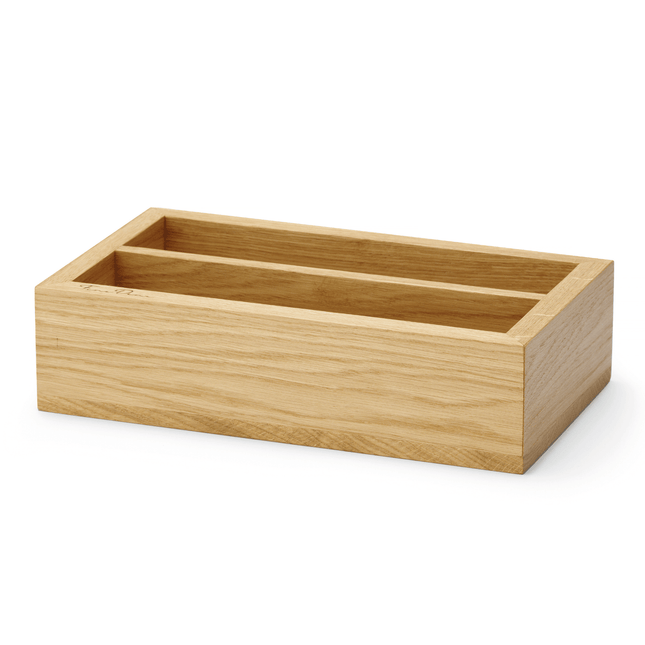 Madeira oak two-section cutlery box, 275x165x60mm