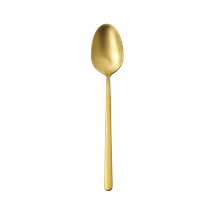 OVE Amarone Gold table spoon, 211 mm, with a polished gold finish, showcasing its elegant, curved design and detailed handle.