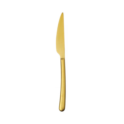 OVE Amarone Gold dessert knife, 190 mm, with a sleek gold handle and stainless steel blade, designed for elegant desserts.