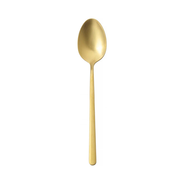 Amarone Gold dessert spoon by OVE, 184 mm, with a polished gold finish and elegant design for dessert serving.