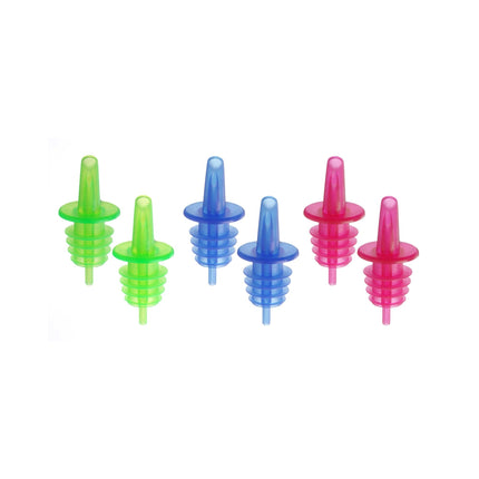 Set of 6 - EVA Free Flow Pourer fluorescent colours (2x blue, 2x red, 2x green)