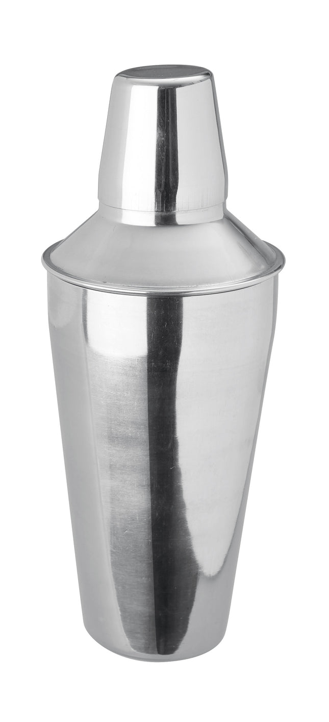 Bar Up 3-piece cocktail shaker with 0.75L capacity, stainless steel, 90x255mm, suitable for mixing drinks.