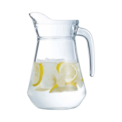 Arcoroc 1300ml glass arc jug with a sleek curved design and sturdy handle for serving beverages.