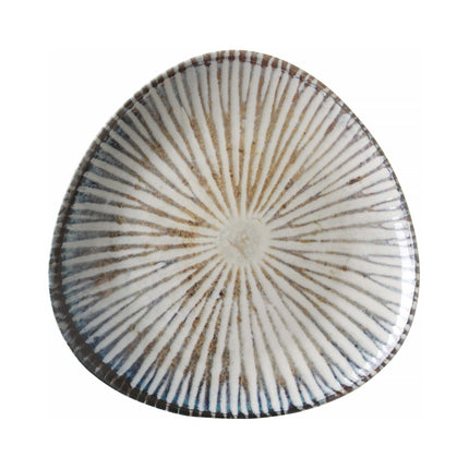 Fine Dine ammonite triangular plate, 260 mm, showcasing a unique geometric design and smooth ceramic surface.