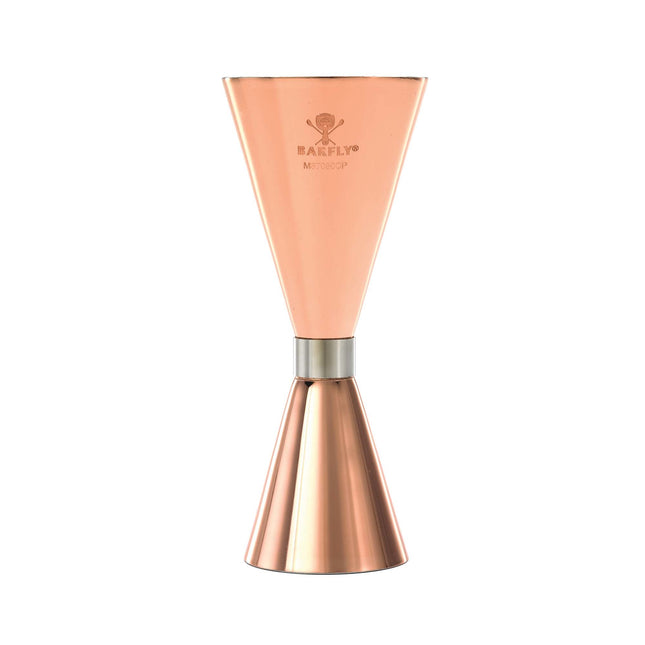 Slim Style jigger, copper plated w/stainless band, 2 oz., Barfly