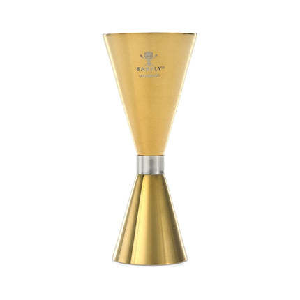 Slim Style jigger, gold plated w/stainless band, 2 oz., Barfly