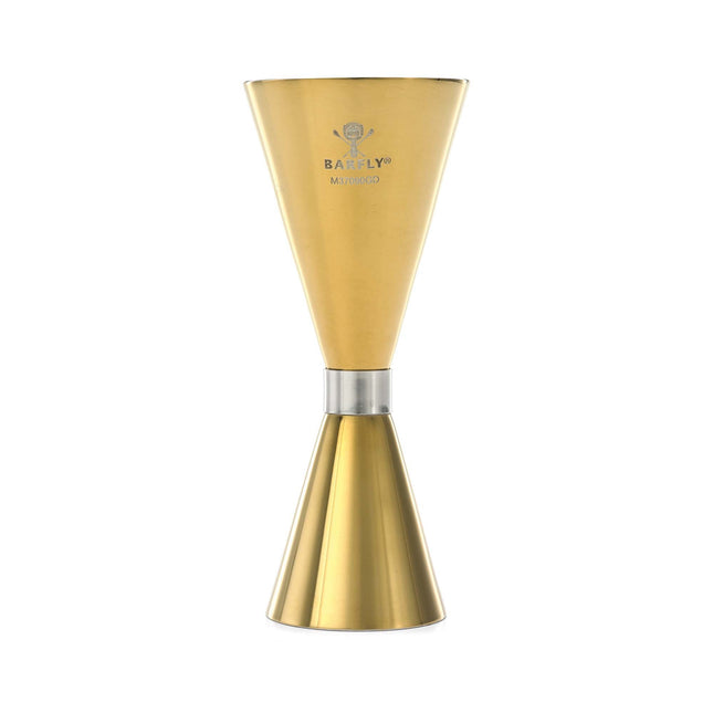 Slim Style jigger, gold plated w/stainless band, 2 oz., Barfly