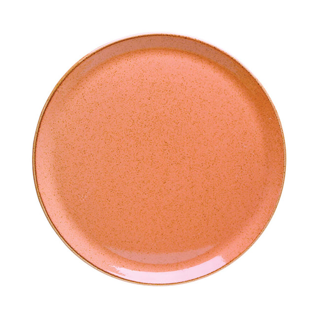 Porland amber pizza plate, 320mm, ceramic dinnerware with a warm amber glaze, ideal for serving large pizzas.