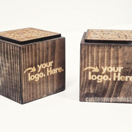 QR Code Block 3 sides Stained & Branded 10-1000 - hospitality