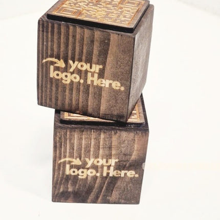 QR Code Block 3 sides Stained & Branded 10-1000 - hospitality