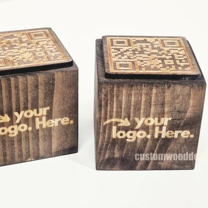 QR Code Block 5 sides Stained & Branded 10-1000 - hospitality