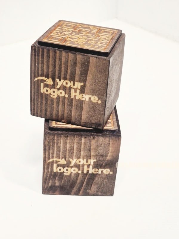 QR Code Block 5 sides Stained & Branded 10-1000 - hospitality