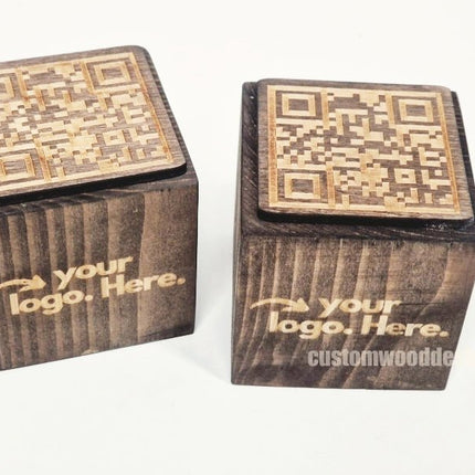 QR Code Block 5 sides Stained & Branded 10-1000 - hospitality