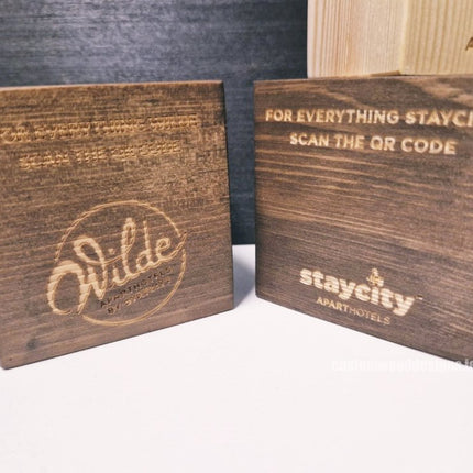 QR Code Block 5 sides Stained & Branded 10-1000 - hospitality