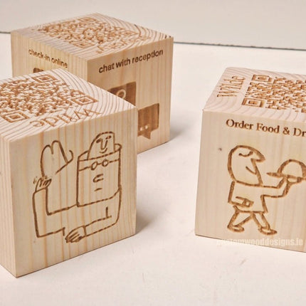 QR Code Block Natural 3 sides Branded 10-1000 - hospitality