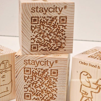 QR Code Block Natural 5 sides Branded 10-1000 - hospitality
