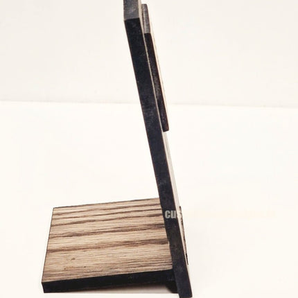 QR Display Stand - Laser Cut Dark Oak 10-1000 - hospitality
