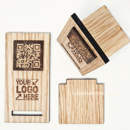 QR Display Stand - Laser Cut Light Oak 10-1000 - hospitality