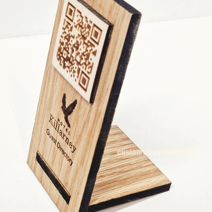 QR Display Stand - Laser Cut Light Oak 10-1000 - hospitality