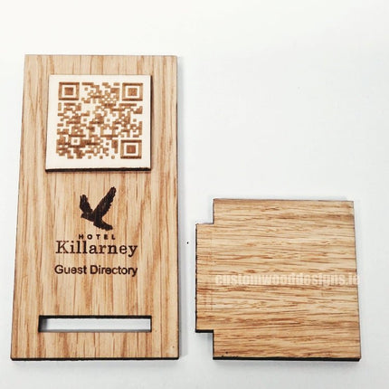 QR Display Stand - Laser Cut Light Oak 10-1000 - hospitality