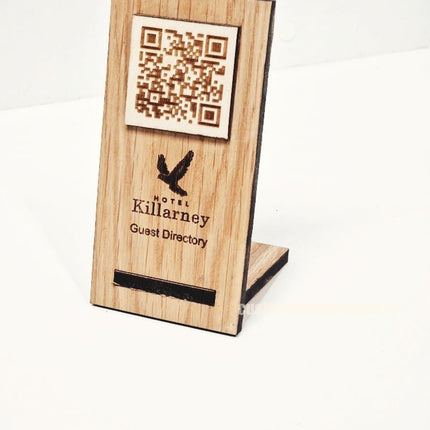 QR Display Stand - Laser Cut Light Oak 10-1000 - hospitality