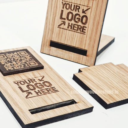 QR Display Stand - Laser Cut Light Oak 10-1000 - hospitality