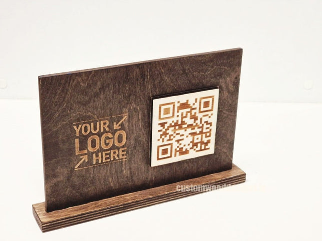 QR Display Stands A5 Brown Birch 10-1000 - hospitality