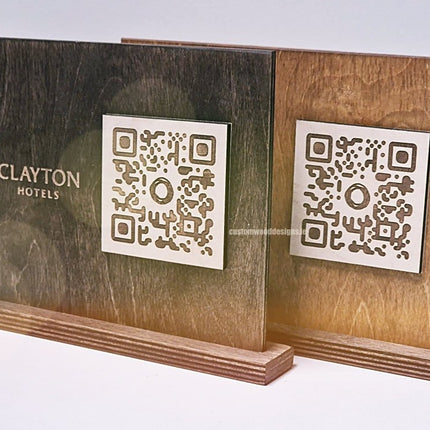 QR Display Stands A5 Brown Birch 10-1000 - hospitality